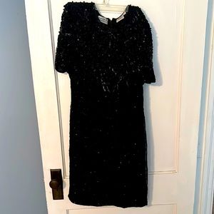 Vintage, Beaded, Beautiful, Black Dress